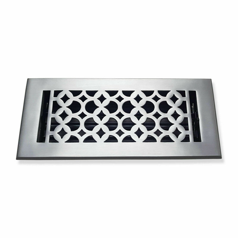 Taille de registre de la plaque de ventilation de plancher avec plaque supérieure de l'amortisseur, Satin, 4 po x 10 po