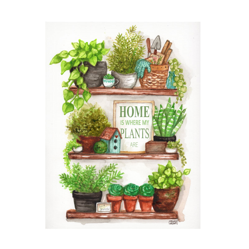 Melinda Hipsher Home Is Where My Plants Are Shelves Canvas Art, 14" H x 19" W