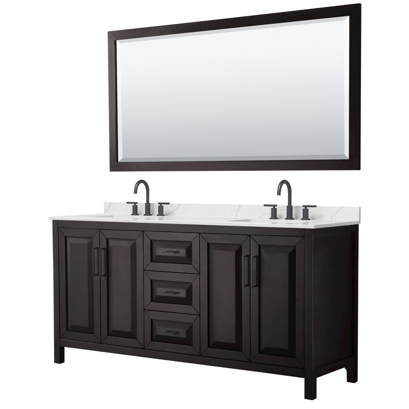 Daria 72'' W Vanity, Brown, Matte Black, Giotto Quartz