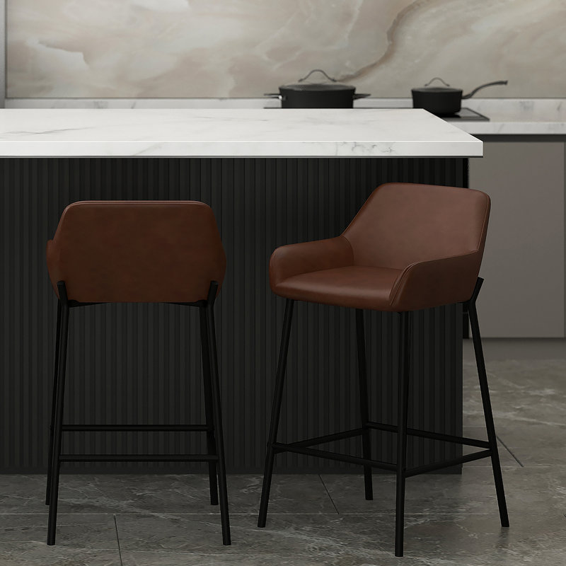 Melihate Upholstered Counter Stool, Brown