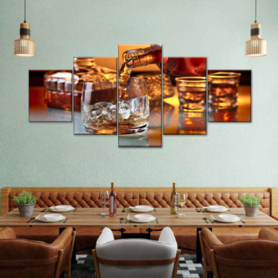 Whiskey - 5 pièces sur toile tendue