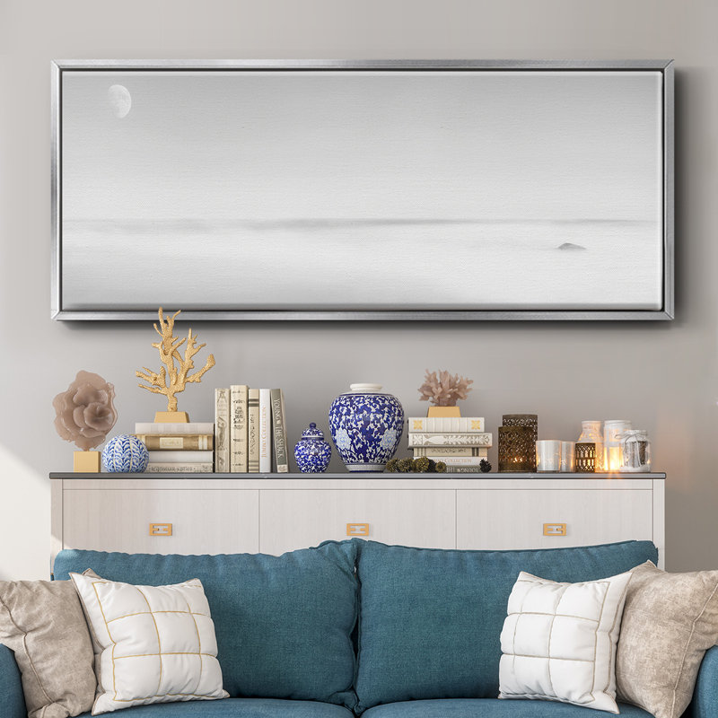 «Black & White Water Panel XV», reproduction sur toile, H 24 po x l 60 po x P 1,5 po, Argent