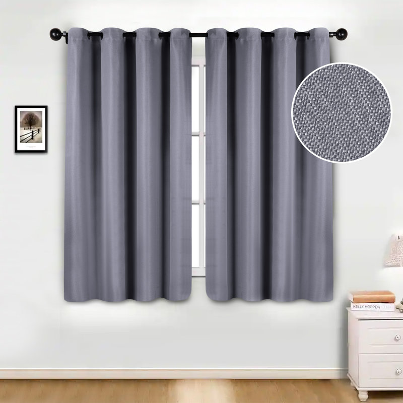 Polyester Thermal Insulated Room Darkening Curtain Panels, 52" W x 63" L, Silver