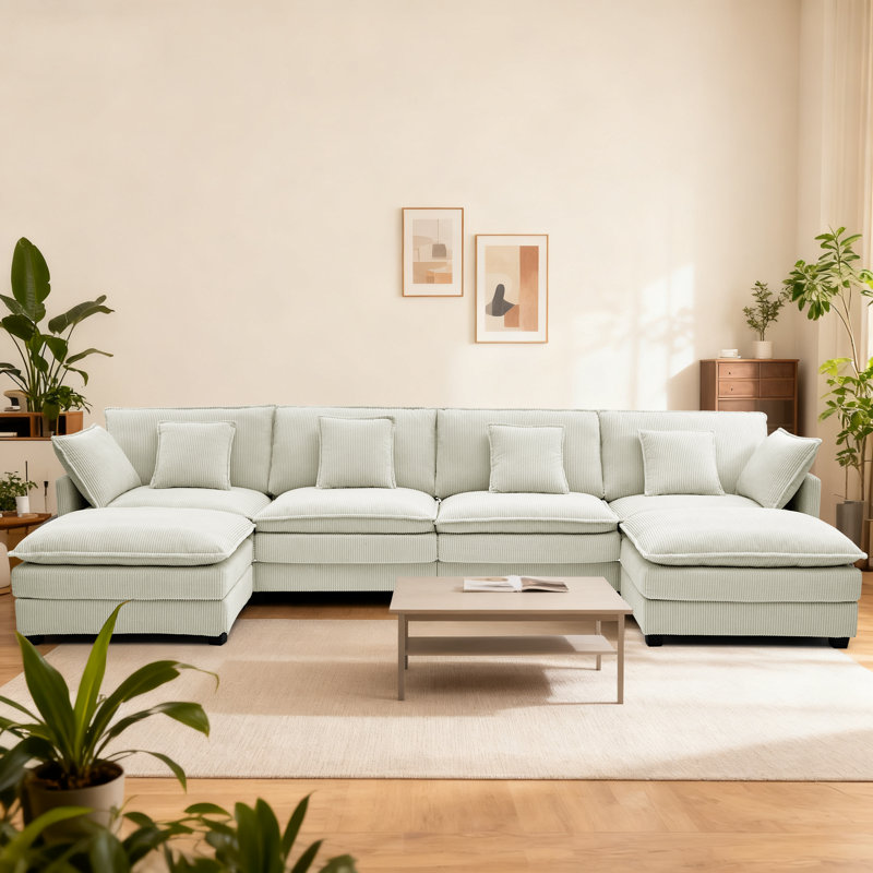 Canapé modulaire Modern, Velours côtelé beige