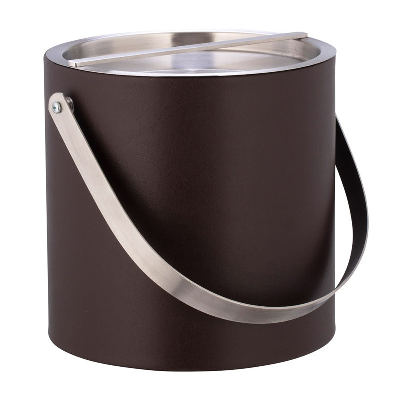 Seau à glace en similicuir Senetta, Chocolat / chrome brossé