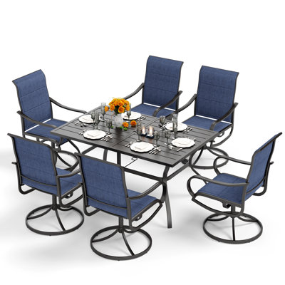 Ensemble de salle à manger rectangulaire pour l'extérieur de L 60 po pour 6 personnes