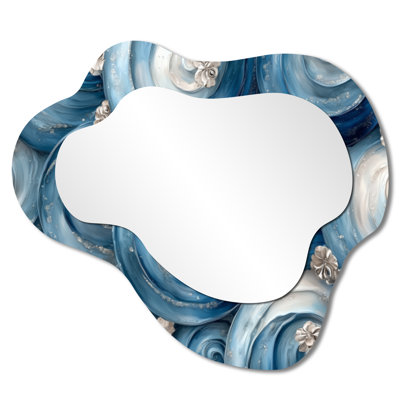 Céleste harmonie de motif côtier - miroir mural décoratif spirales abstraites en nuage, miroir de coiffeuse moderne, imprimé sur métal
