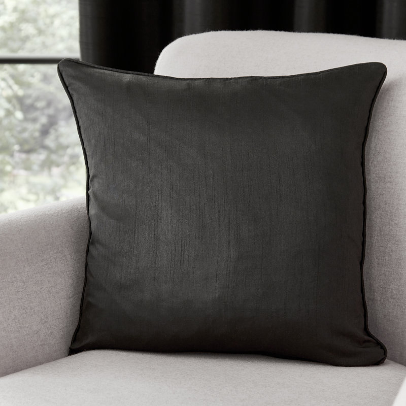Faux Silk Cushion Cover, Black, Pillow Cover Only - No Insert