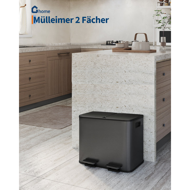 Stainless Steel Kitchen Trash Can, Black