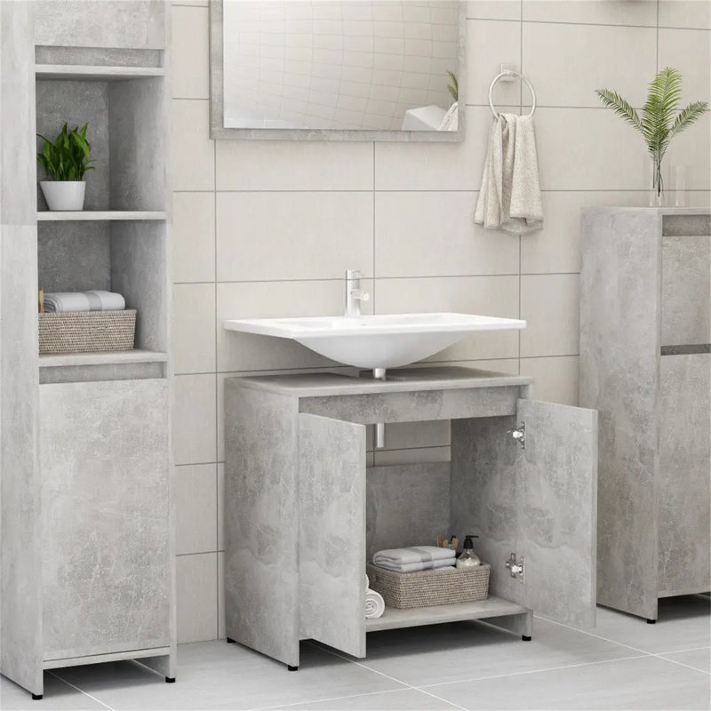 Avrit Bathroom Cabinet, Concrete Grey