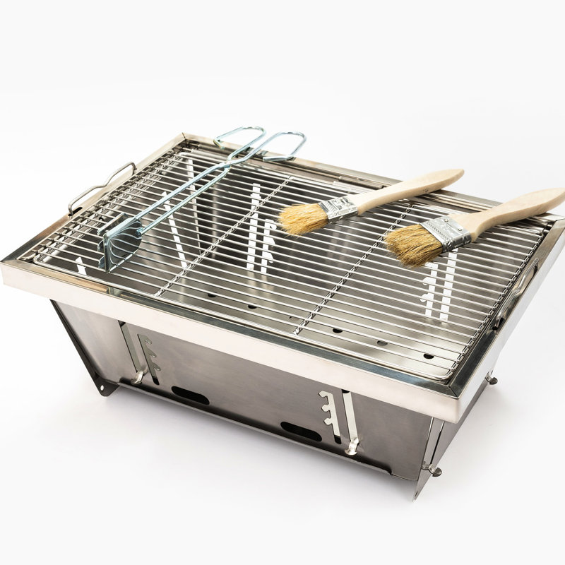 Barbecue au charbon de bois pliable pour l'extérieur - acier chauffant, idéal pour le camping, les pique-niques et les voyages d'aventure