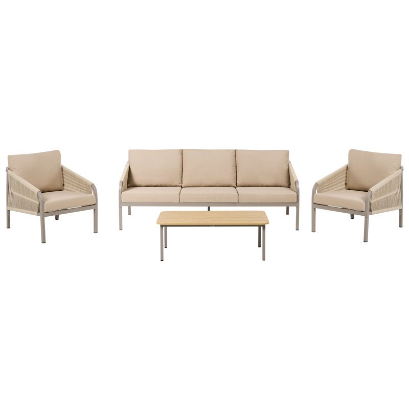 Garden Lounge Set with Table 5 Seater MURATO Metal Beige