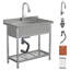 Évier de service de station de travail autoportant en acier inoxydable de 36 po L x 21 po avec robinet escamotable, planche à découper et support à roulettes, évier de cuisine à cuve simple de qualité commerciale avec crépine