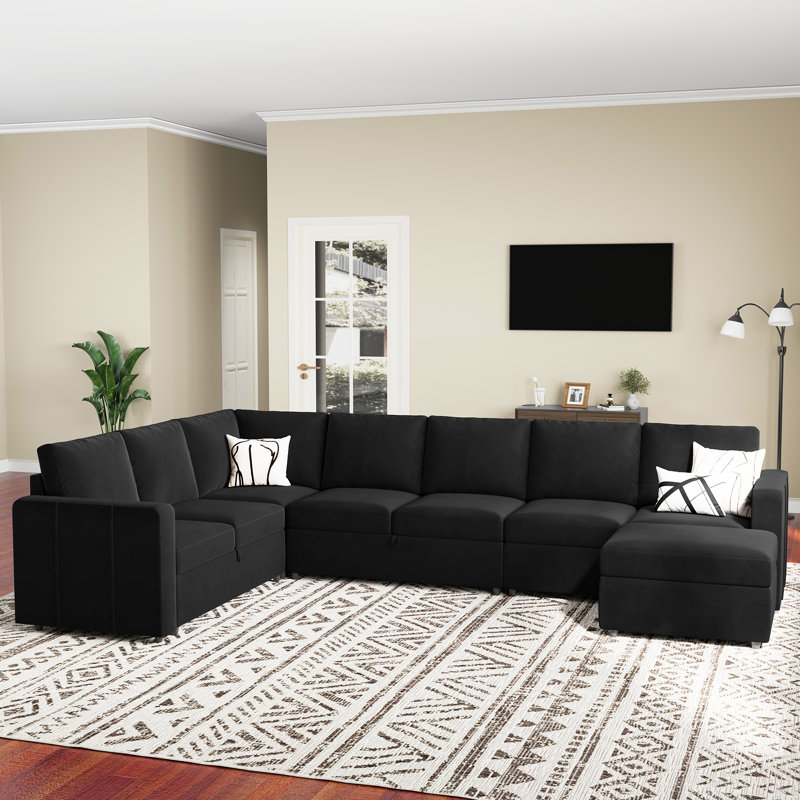 Canapé modulaire Seybert, Velours noir