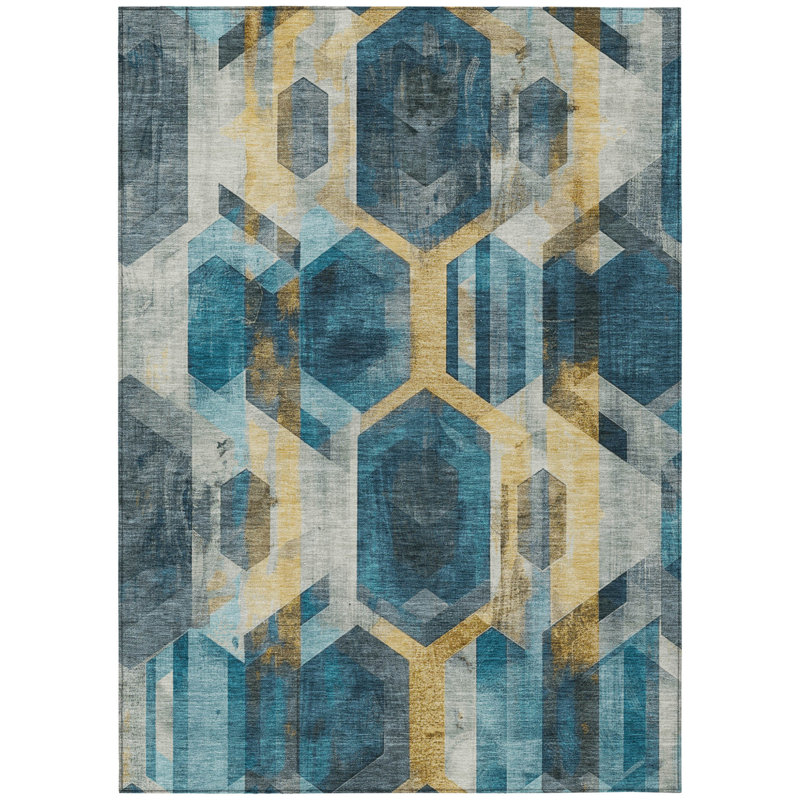 Tapis bleu sarcelle lavable à l'extérieur 3 pi x 5 pi bleu sarcelle