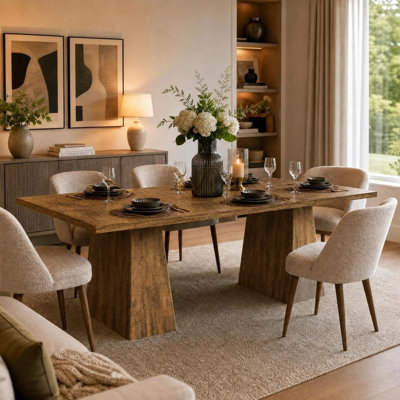 71" Farmhouse Dining Table for 6-8 –   Wood Legs. Scratch-Resistant. 6ft Rectangular for Kitchen