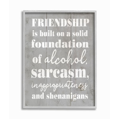 «Friendship Shenanigans Funny Family Gray Word Design», reproduction d'art textuel sur toile