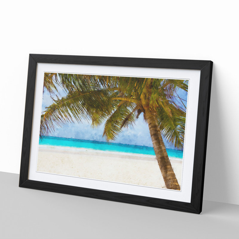Palm Tree Beach Vol.3 - Framed Print, 36cm H x 48cm W x 2cm D, Black Framed