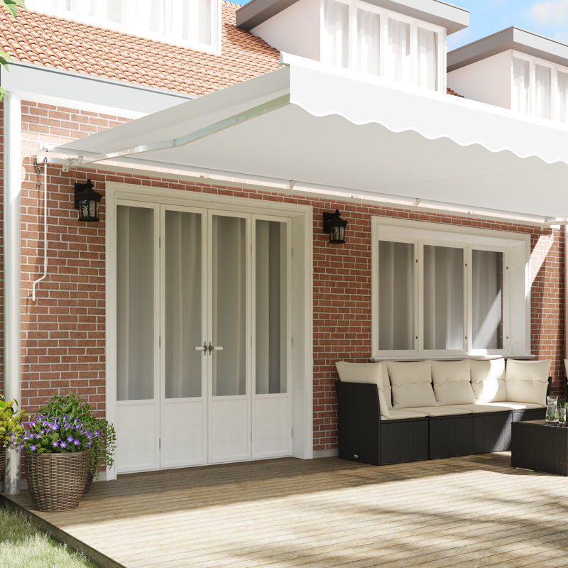 Ebern Designs Retractable Patio Awning, 600 cm W x 300 cm D, White
