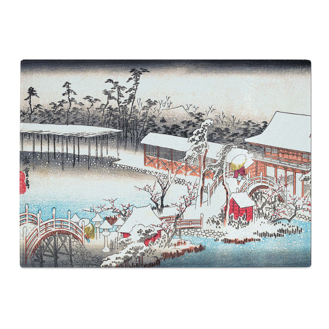 Tempered Glass Kameido in Snow by Utagawa Hiroshige Chopping Board