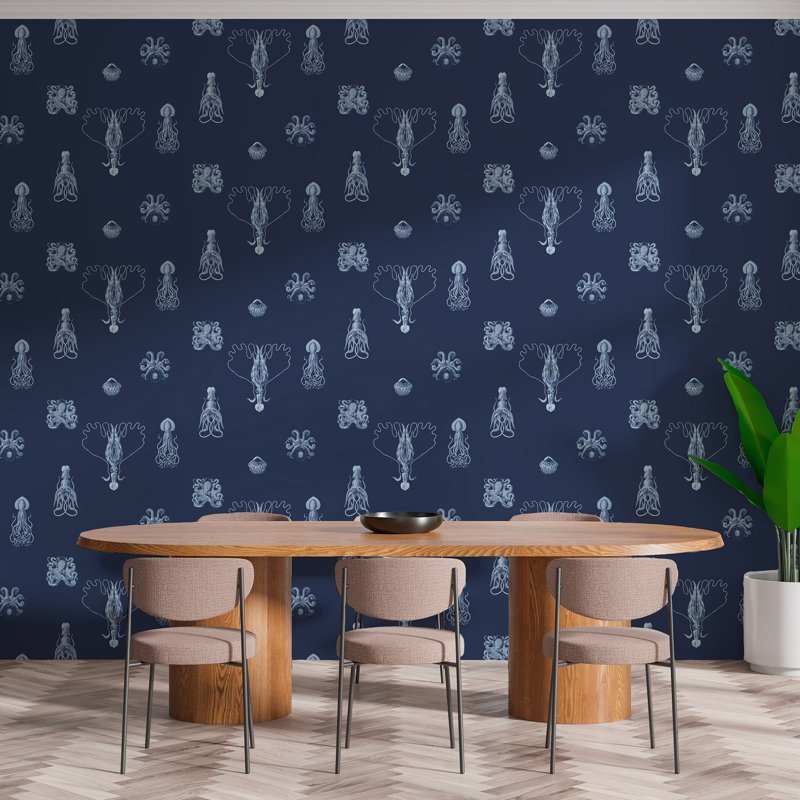Wallpaper Double Roll, Navy, Non-Woven