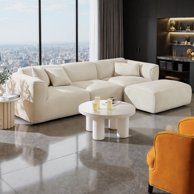 Ensemble de canapé de luxe en velours avec repose-pieds et coussins - confort moelleux et style sans effort pour les salons modernes