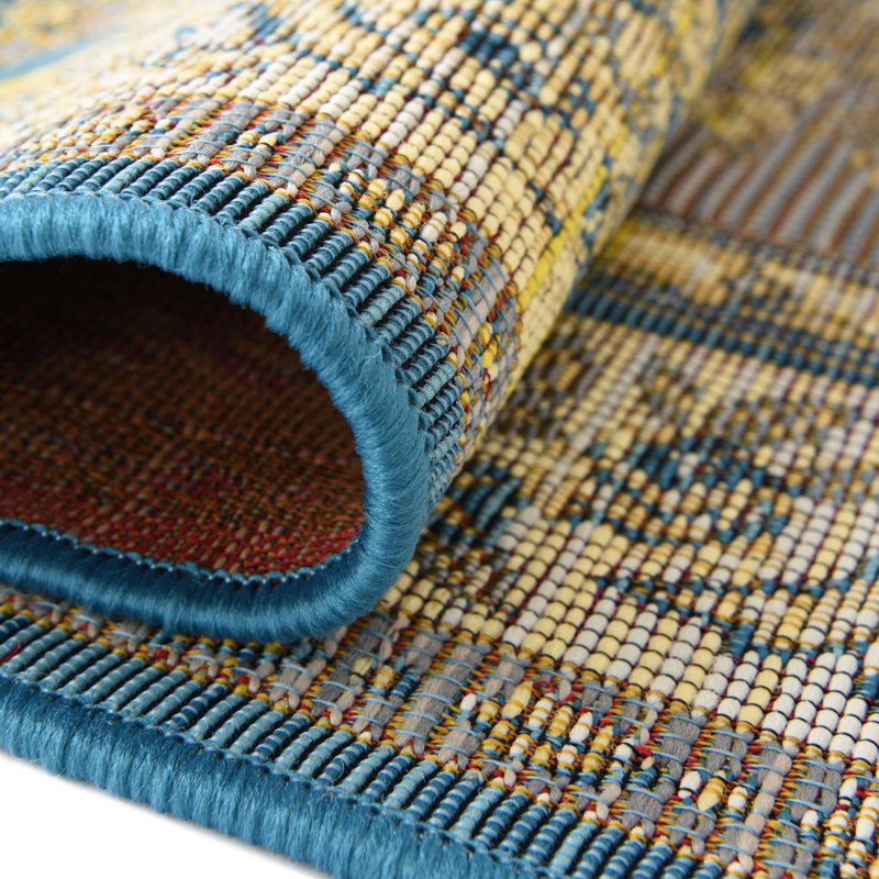 Blue_Unique Loom Cahuita Outdoor Traditional Rug, Runner 2'7" x 5'3"