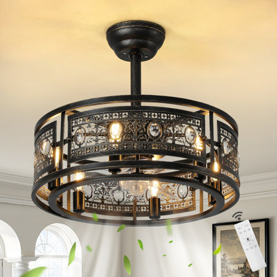 Ventilateur de plafond 20 "en cristal vieilli rétro avec ensemble d'éclairage et télécommande