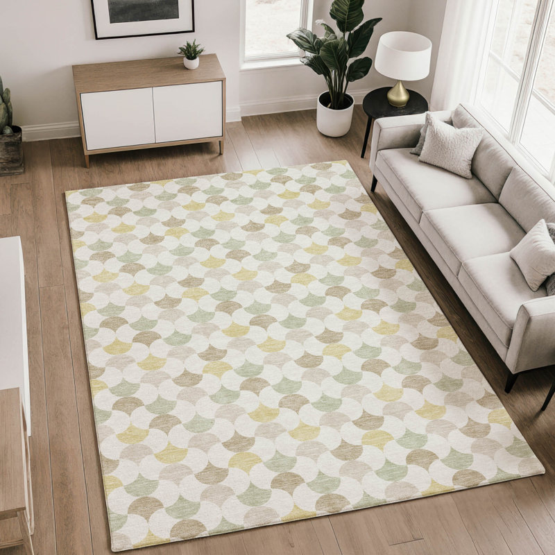 Tapis géométrique Premium lavable à la machine Villers AMF2568, Ivory, 9' x 12'