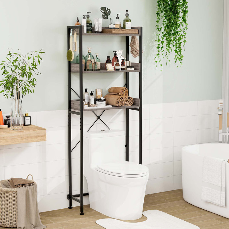 Rangement autoportant au-dessus de la toilette Sylia, Gris / noir