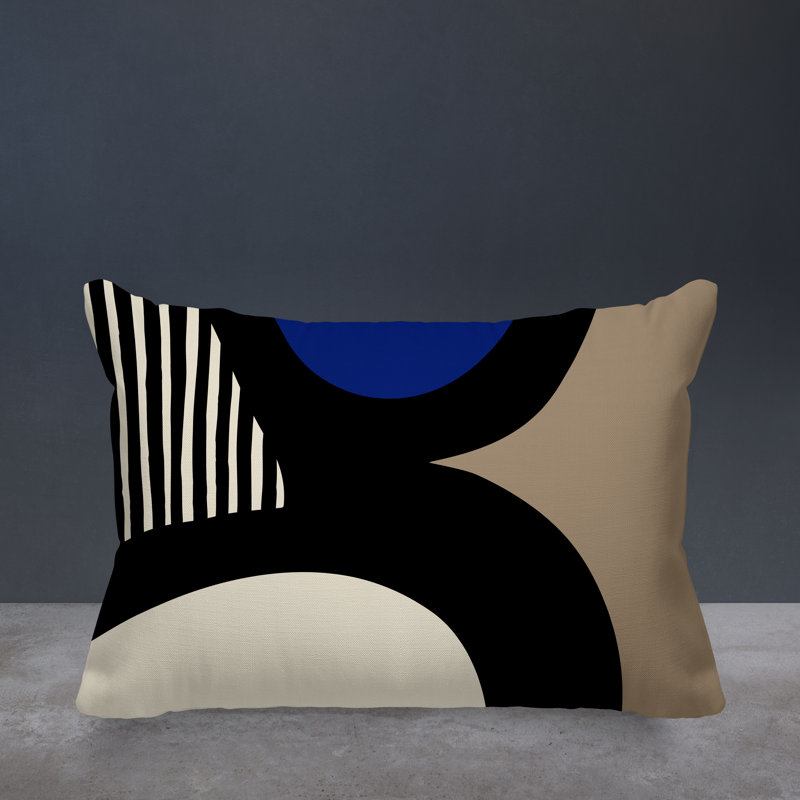 Lara Reversible Throw Pillow, Navy Blue, 14"H x 20"W