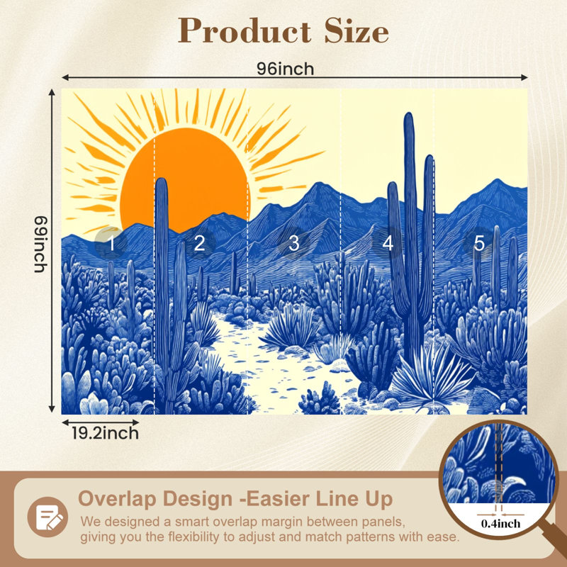 Papier peint auto-adhésif mural, adhésif, adhésif, rétro, adhésif, désert, Boho, cactus mexicain, soleil, bleu, 69 po x l 96 po