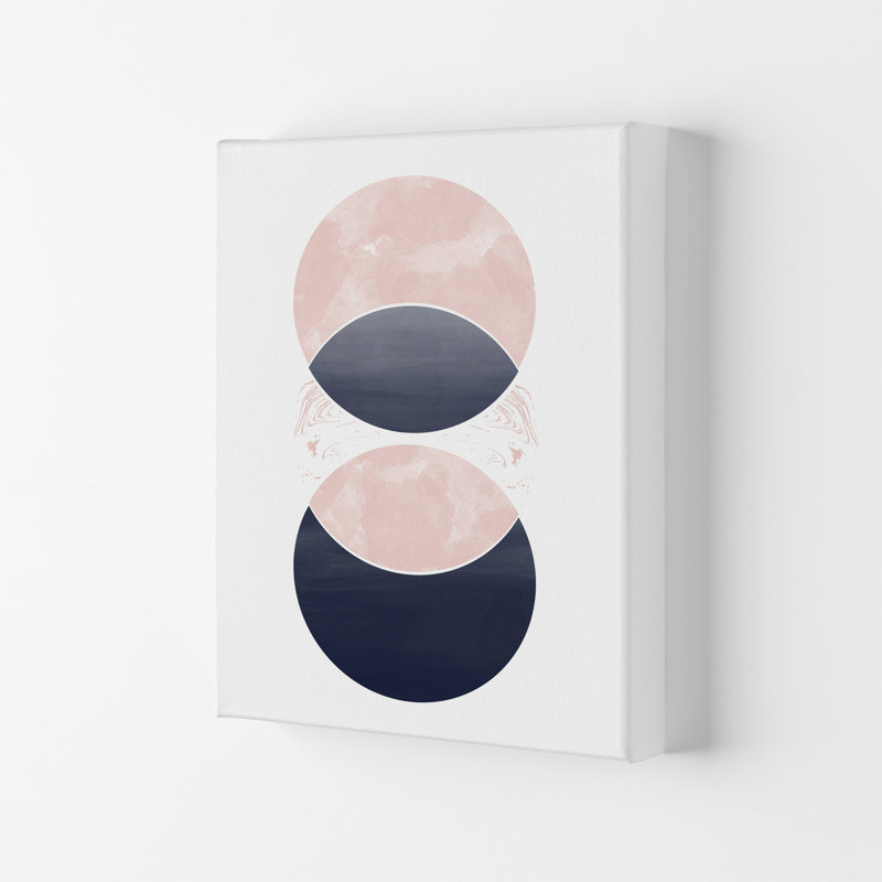 Navy And Marble Pink 1 by Pixy Paper - Print, 59.4cm H x 42cm W x 4cm D, Wrapped Canvas