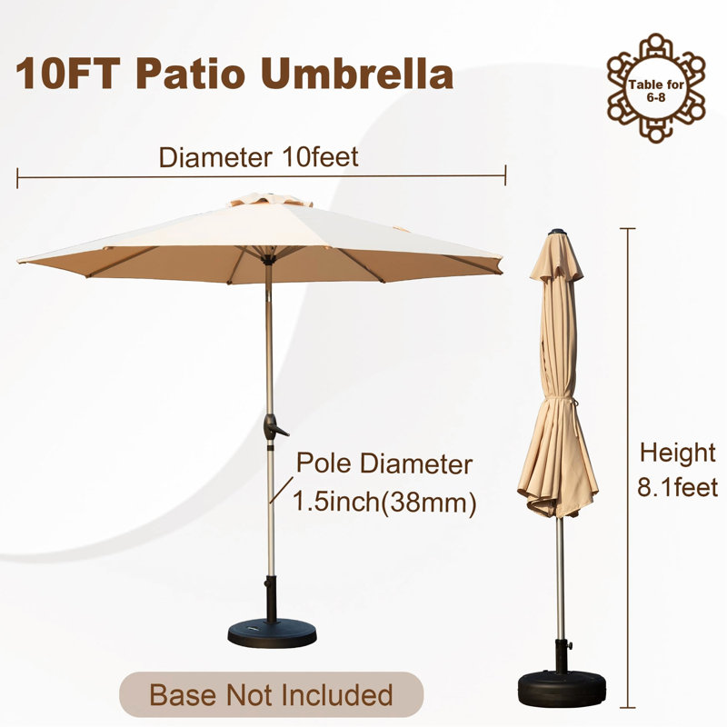 Parasol de table d'extérieur 10 pi - beige chaleur