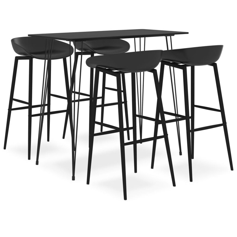 Barger 4 - Person Dining Set, Black, Black