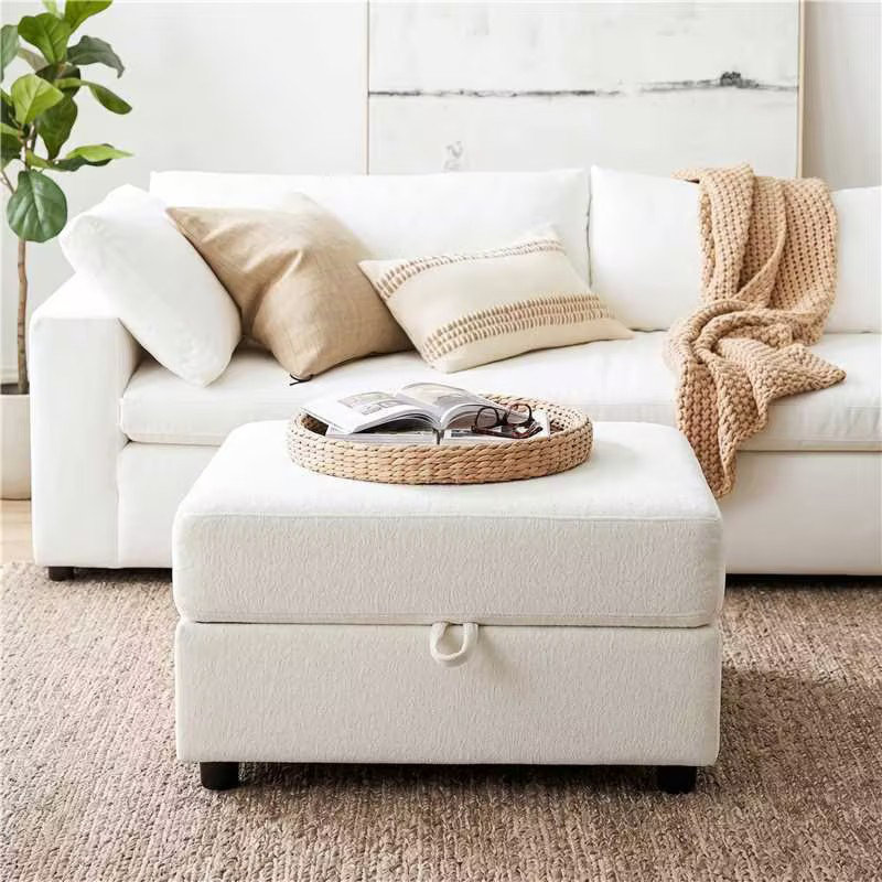 75cm Wide Polyester Square Standard Ottoman