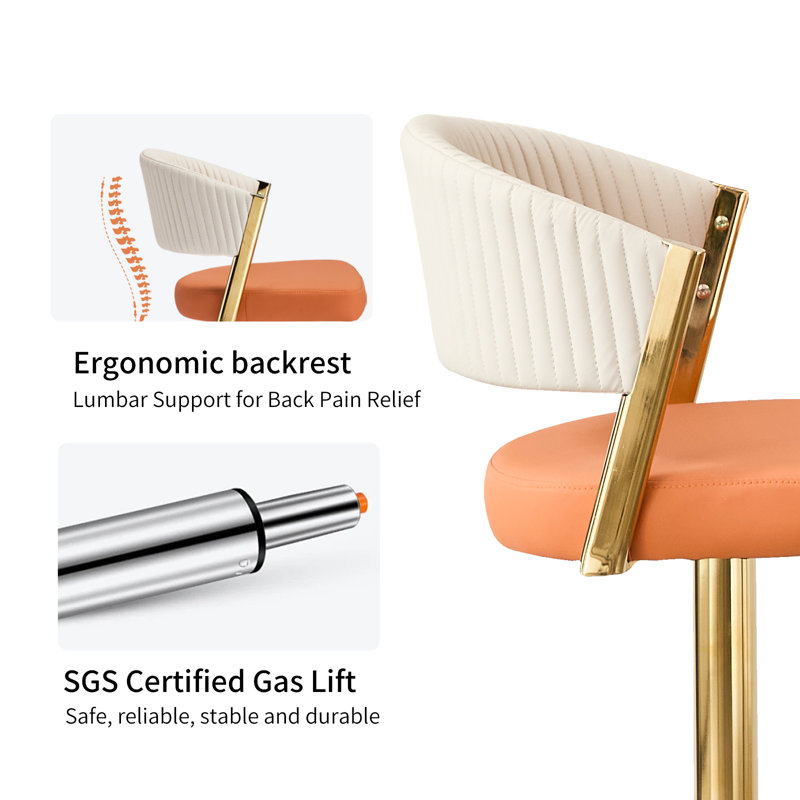 Swivel Bar & Counter Stool, Orange/White