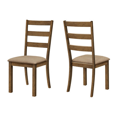 2 chaises rembourrées sans accoudoirs pour la salle à manger, pieds en bois de noyer et beige, conception transitionnelle confortable pour la maison