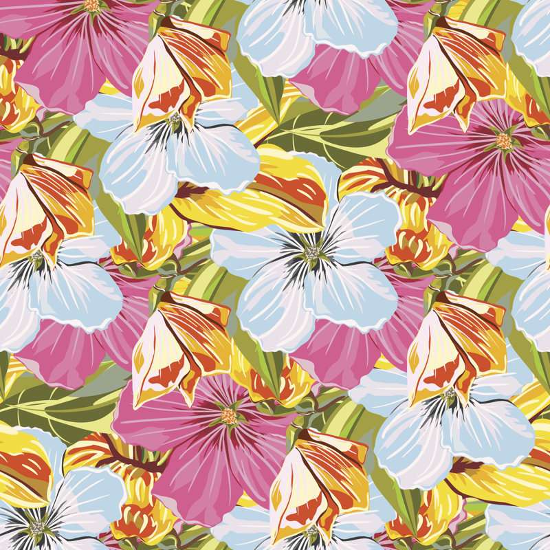 Agoura Seamless Flower Pattern by Phoenix_olga - Wrapped Canvas Print, 76cm H x 76cm W x 3.8cm D