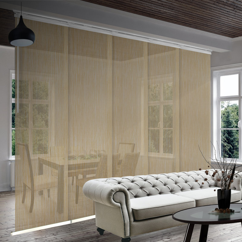 Dappled Sand Semi-Sheer Vertical Blind, 110"W x 116"L, White