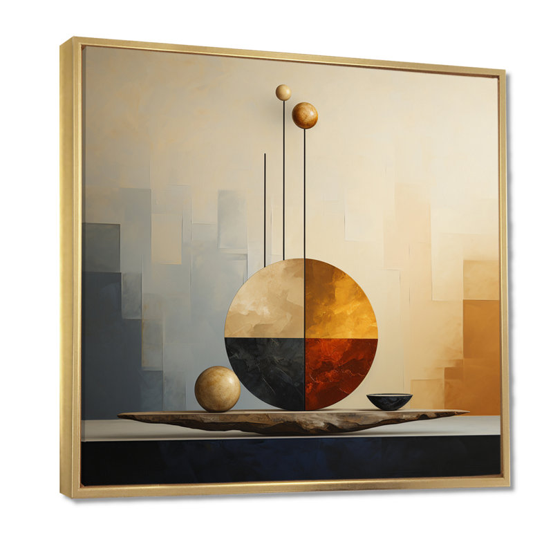 Décoration murale Zen Zen, H 36 po x l 36 po, Toile dorée avec cadre flottant