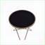 Table basse ronde Mid-Century moderne avec base en métal champagne et amp; Plateau en verre noir, décoration de salon facile à nettoyer