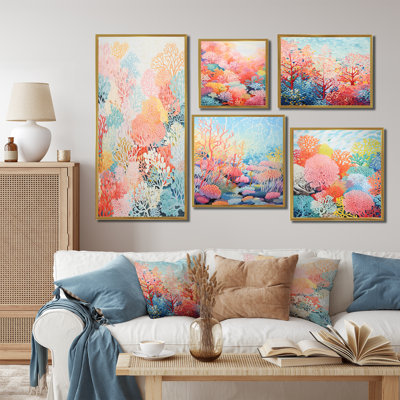 Ensemble de salon Coral Reef Barrier Expression - Coastal Coral Under Water Wall Art