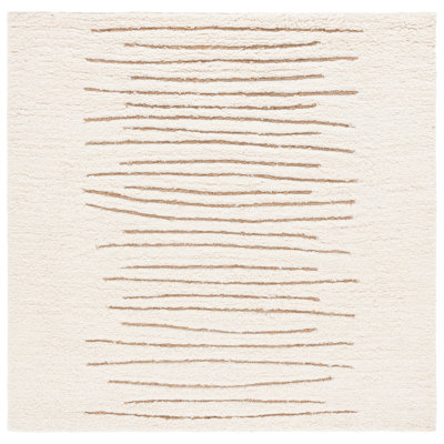 Peacham Hand Woven Wool/Jute Striped Rug in Natural/Ivory