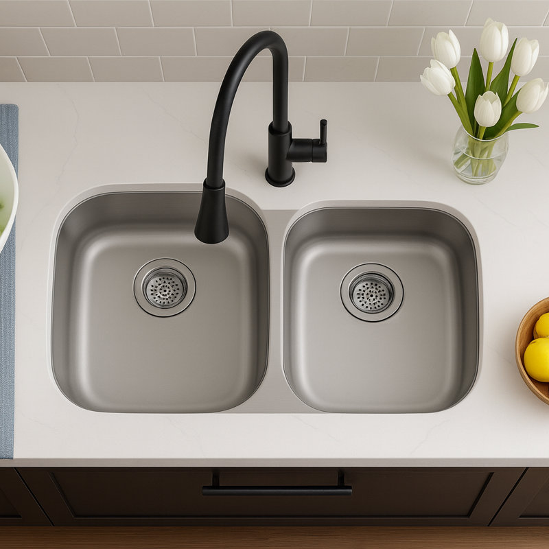Stainless Steel 60/40 Double-Bowl Kitchen Sink