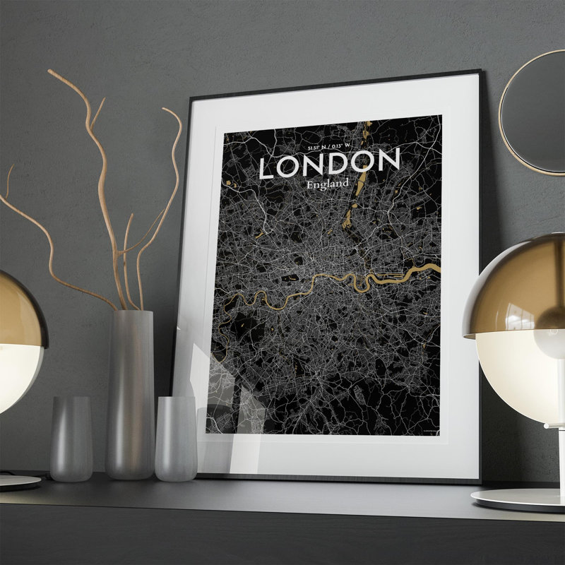London City Map In Luxe - No Frame Print, 27.6cm H x 19.7cm W x 0.05cm D