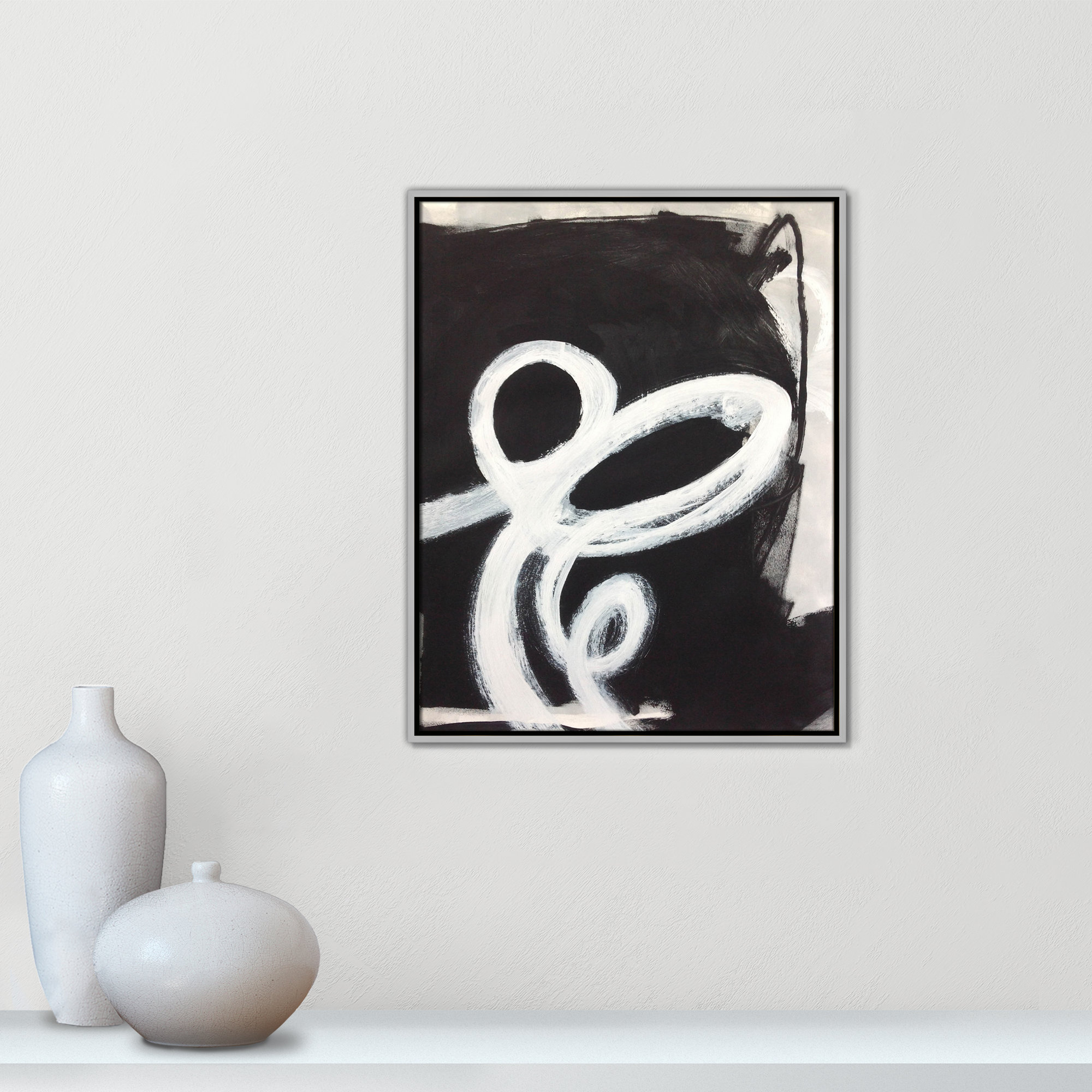 Ansonia Swirly Swirls II Print by , No Mat, 29.5" H x 23.5" W x 2" D, Silver Floater Framed