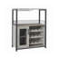 Industrial Wine Bar Cabinet with 12-Bottle Rack & Glass Holder, Liquor Cabinet for Kitchen & Dining, Mesh Door Buffet Sideboard, Grey-334056309