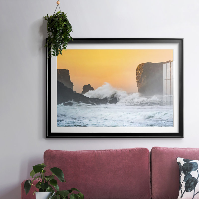 Impression encadrée par pulvérisation avec verre biseauté mat et verre, Noir, H 30 po x l 44 po x P 1,5 po