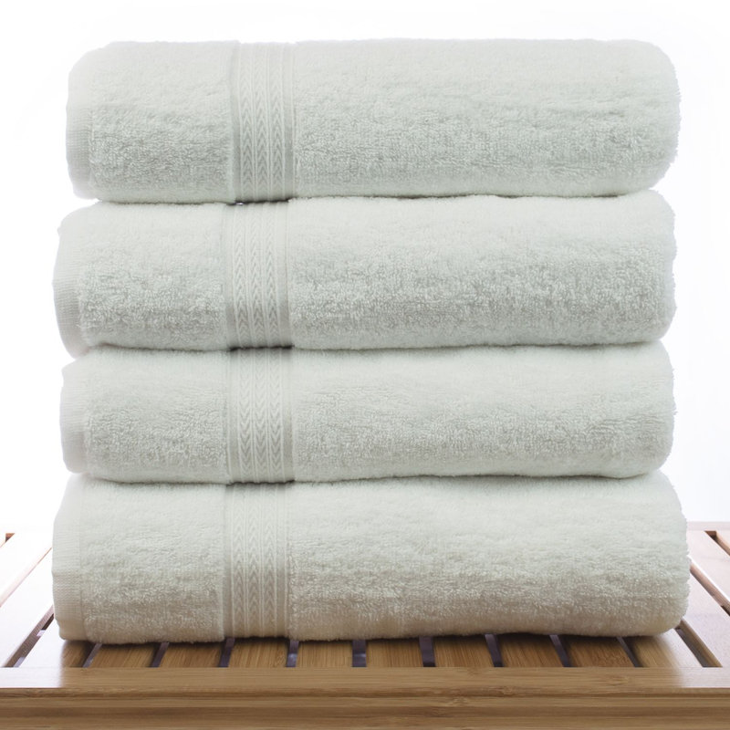 Serviette de bain 100% coton Lower Vobster, Blanc, Serviettes de bain - ensemble de 4